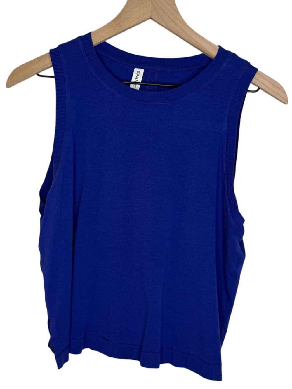 Spanx Royal Blue Keyhole Cutout Back Muscle Tank, Size Small